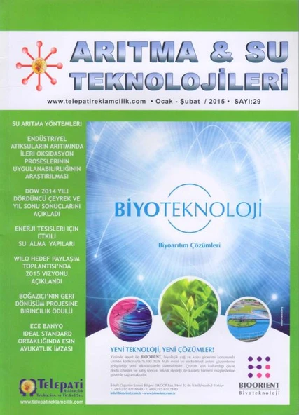 Arıtma & Su Teknolojileri - Biyoteknoloji Biyoarıtım Çözümleri - Ocak-Şubat 2015 Sayı: 29 Kuşe Kağıda, Renkli, Resimli, İlk Baskısı ürün görseli 1