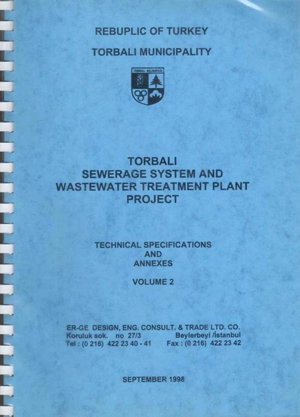 Torbalı Municipallity - Torbalı Sewerage System and Wastewater Treatment Plant Project - Technical Specifications and Annexes Volume: 2 September 1998 ürün görseli 1