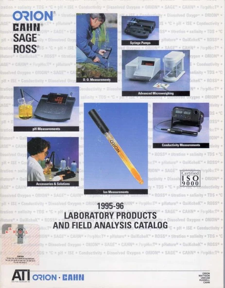 Orion Cahn Sage Ross ISO 9000 Certified / 1995-96 Laboratory Products and Field Analysis Catalog - Kuşe Kağıda, Renkli, Resimli, İlk Baskısı ürün görseli 1