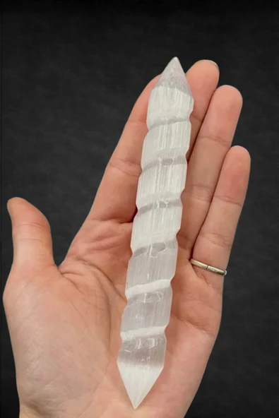 Doğal Beyaz Selenit Spiral Masaj Çubuğu 58SM ürün görseli 1