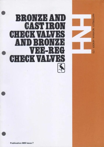 HNH - Bronze and Cast Iron Check Valves and Bronze Vee-Reg Check Valves - Kuşe Kağıda, Renkli, Resimli, İlk Baskısı ürün görseli 1
