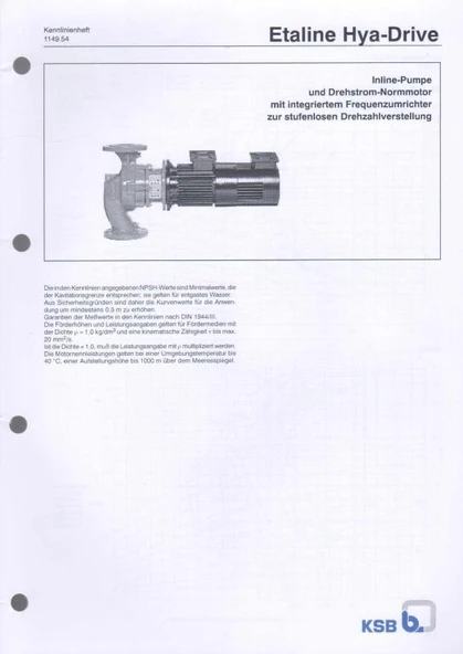 KSB Etaline Hya-Drive - Inline-Pumpe und Drehstrom-Normmotor Mit Integriertem Frequenzumrichter Zur Stufenlosen Drehzahlcerstellung ürün görseli 1