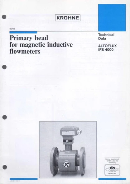 Krohne - Primary Head for Magnetic Inductive Flowmeters - Technical Data - ALTOFLUX IFS 4000 - Kuşe Kağıda, Renkli, Resimli, İlk Baskısı ürün görseli 1