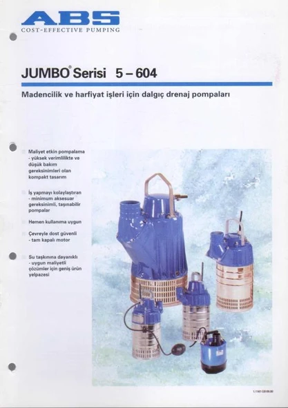 ABS JUMBO Serisi 5 - 604 Madencilik ve Harfiyat İşleri İçin Dalgıç Drenaj Pompaları - Kuşe Kağıda, Renkli, Resimli, İlk Baskısı ürün görseli 1