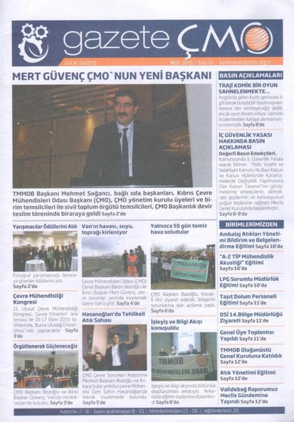 Gazete ÇMO Aylık Gazete Mart 2015 Sayı: 22 - 1. Hamur Kağıda, Renkli, Resimli, ilk Baskısı ürün görseli 1