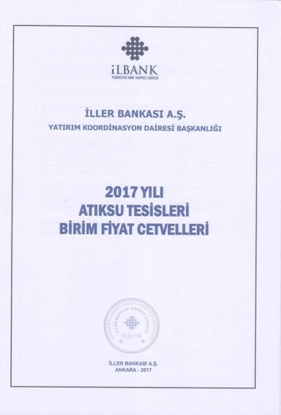 2017 Yılı Atıksu Tesisleri Birim Fiyat Cetvelleri ürün görseli 1