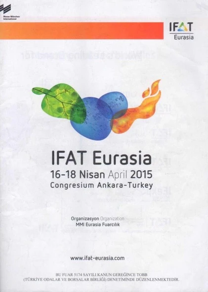 IFAT Eurasia - 16-18 Nisan 2015 Congresium Ankara- Turkey - Kuşe Kağıda, Renkli, Resimli, İlk Baskısı ürün görseli 1
