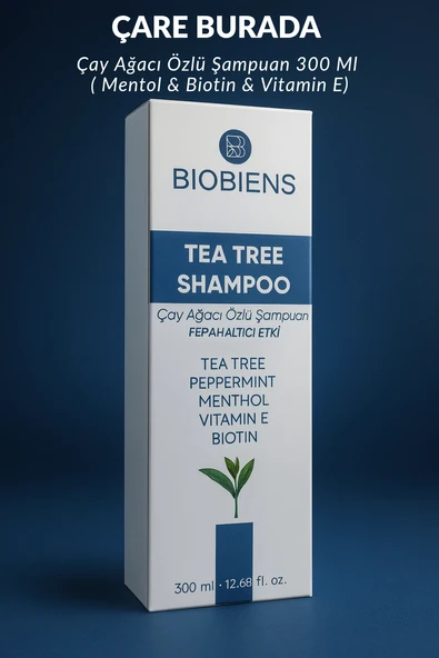 Biobiens - Çay Ağacı Özlü Şampuan 300 Ml (Biotin & Vitamin E & Mentol) ürün görseli 1