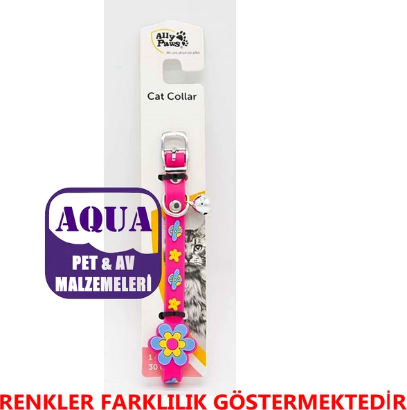 Çiçek Desenli Kedi Boyun Tasması Zilli Silikon Tasma 27 Cm 1 Adet ürün görseli 1