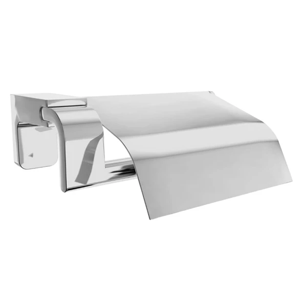 Badem10 Krom Gümüş Kapaklı Lüks Tuvalet Kağıtlık Vidalı Paslanmaz Metal Duvara Monte Banyo Kağıt Aparatı ürün görseli 1