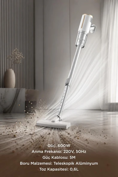 PTTAVM: Dikey Süpürge Elektrikli 600W Vakum Süpürge TVC01 Beyaz