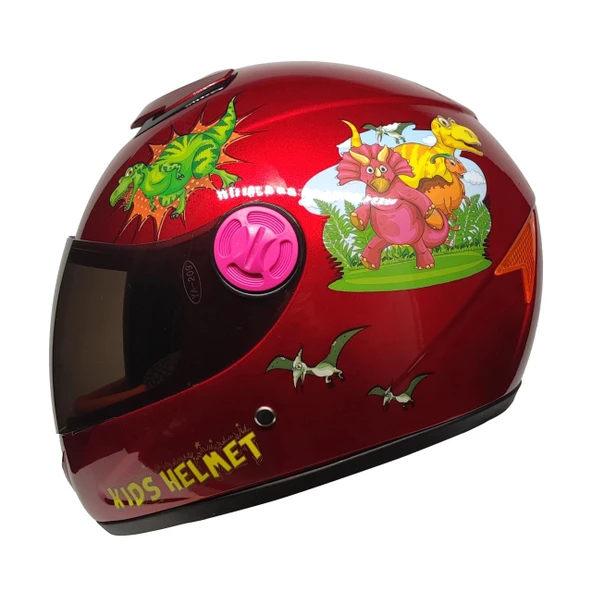 PRO HELMETS SY118 Full Face Çocuk Kask DINO RED KIRMIZI ürün görseli 1