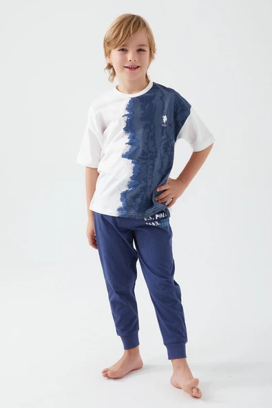 U.S. Polo Assn 1339 Garson İntense Creams Erkek Çocuk Kısa Kol Pijama Takım ürün görseli 1
