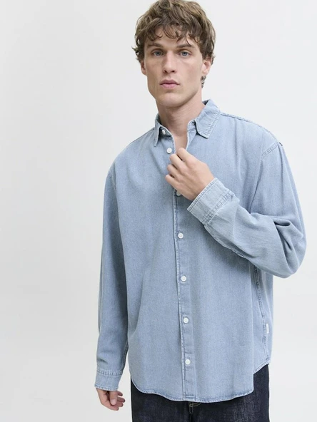 Jack Jones Norrebro Denim Loose Fit Erkek Jean Gömlek 12282775 ürün görseli 1