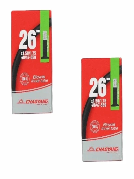 Chaoyang 26 Jant 26x1.50/1.75 (40/47-559) Bisiklet İç Lastiği AV 48 mm Kalın Motor Sibop X 2 Adet Kutulu ürün görseli 1