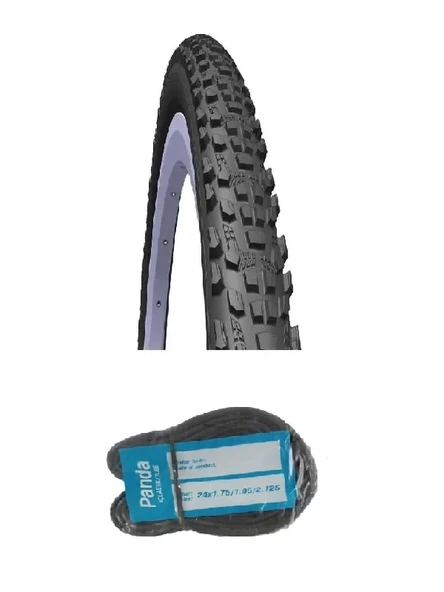 Rubena 24 Jant 24x2.10 3mm Zırhlı Bisiklet Dış Lastiği Siyah V85 + Panda İç Lastik Seti ürün görseli 1