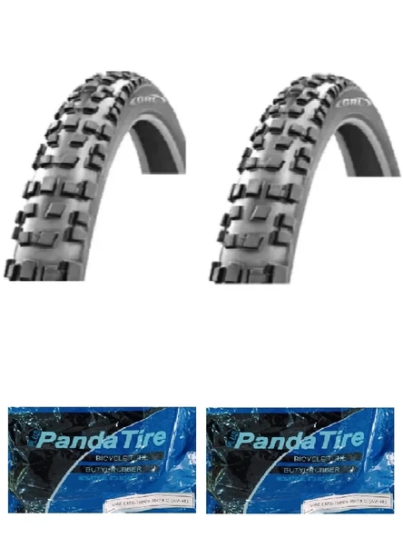 GRL 20 Jant 20x2.35 1 mm Zırhlı Tırnaklı 2221 Bisiklet Dış Lastiği X 2 Adet + Panda İç Lastik Seti ürün görseli 1