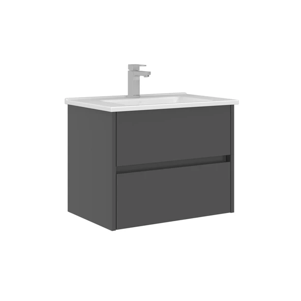Orka Arno 65 cm Parlak Antrasit Çekmeceli Banyo Dolabı Alt Modül Lavabo ürün görseli 1
