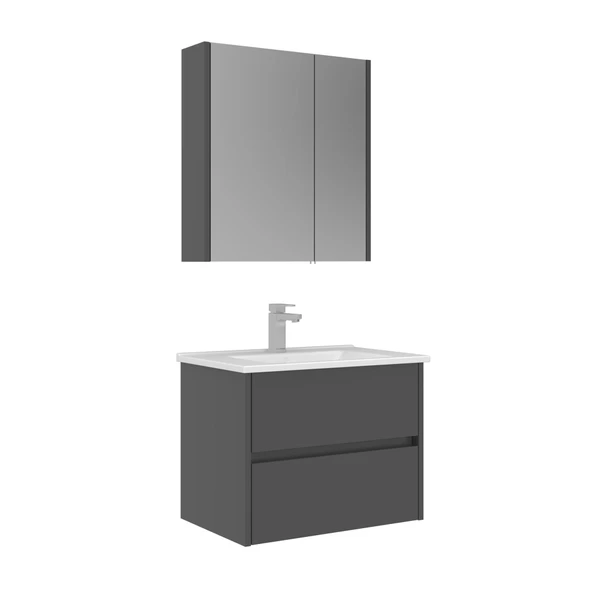 Orka Arno 65 cm Parlak Antrasit Çekmeceli Banyo Dolabı Takımı ürün görseli 1