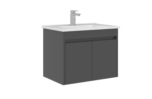 Orka Arno 65 cm Parlak Antrasit Kapaklı Banyo Dolabı Alt Modül Lavabo ürün görseli 1