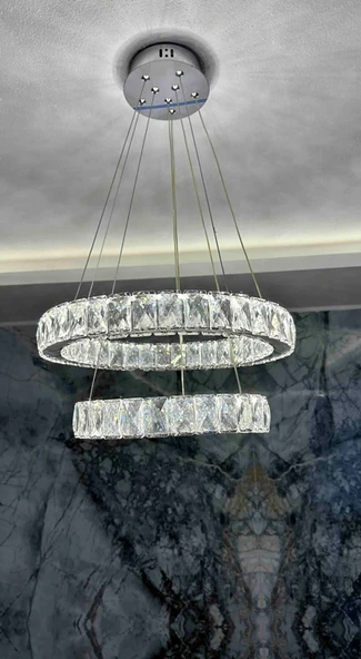 GN GEN AYDINLATMA Plaket Kristal Taş Işlemeli Krom Paslanmaz Ledli 30-40 cm ürün görseli 1