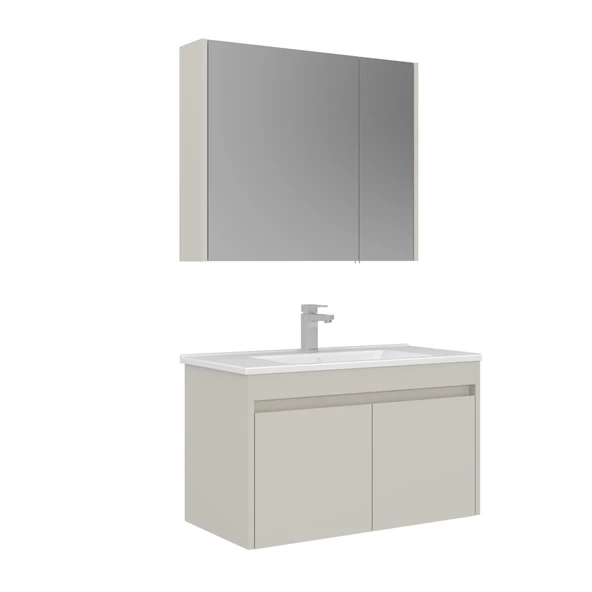 Orka Arno 85 cm Parlak Kaşmir Kapaklı Banyo Dolabı Takımı ürün görseli 1