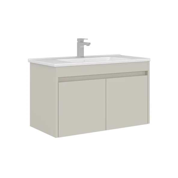 Orka Arno 85 cm Parlak Kaşmir Kapaklı Banyo Dolabı Alt Modül Lavabo ürün görseli 1