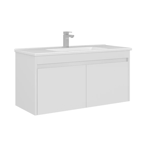 Orka Arno 100 cm Parlak Beyaz Kapaklı Banyo Dolabı Alt Modül Lavabo ürün görseli 1
