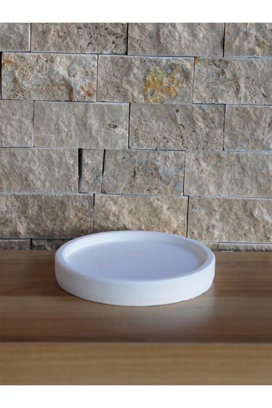 Betonmall Daire Beton Saksı Tabağı Küçük Boy 12cm Dekoratif Hediyelik Ham Beyaz ürün görseli 1