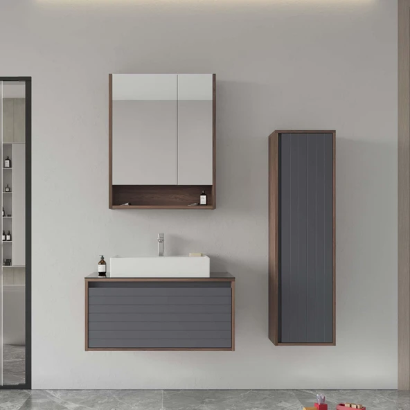 Orka Prato 80 cm Navaro Banyo Dolabı Takımı ve Boy Dolabı ürün görseli 1