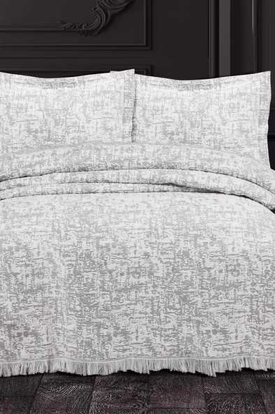 Puffy Pamuk Çift Kişilik Battaniye Takımı 220x240 Gri ürün görseli 1