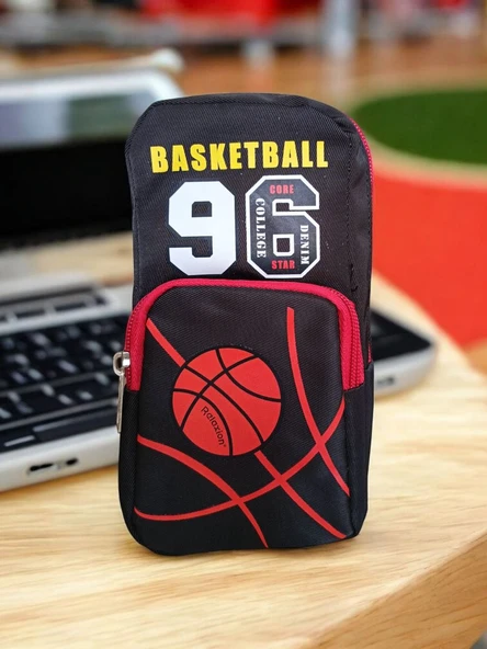 Relaxion Üç Gözlü Greyhound Basketball Kırmızı Siyah Kalem Çantası/Kalemlik (160) ürün görseli 1
