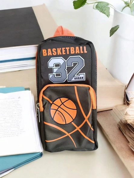 Relaxion Üç Gözlü Greyhound Basketball Turuncu Siyah Kalem Çantası/Kalemlik (160) ürün görseli 1