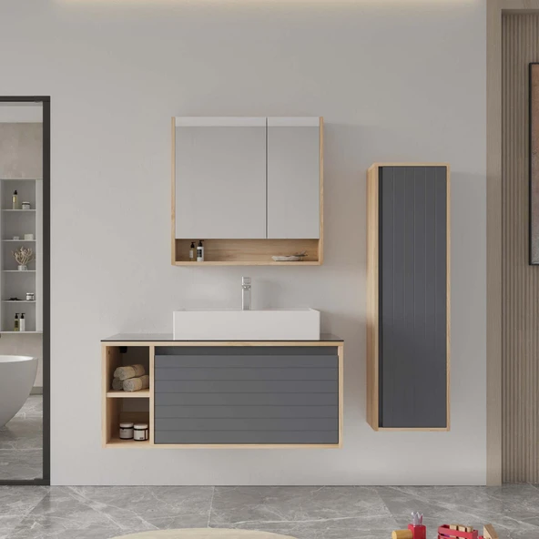 Orka Prato 100 cm Legnano Banyo Dolabı Takımı ve Boy Dolabı ürün görseli 1