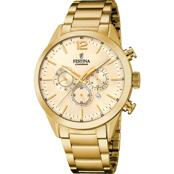 Festina F20633/4 Quartz Kronograflı Çelik Altın Rengi 44 mm Erkek Kol Saati ürün görseli 1