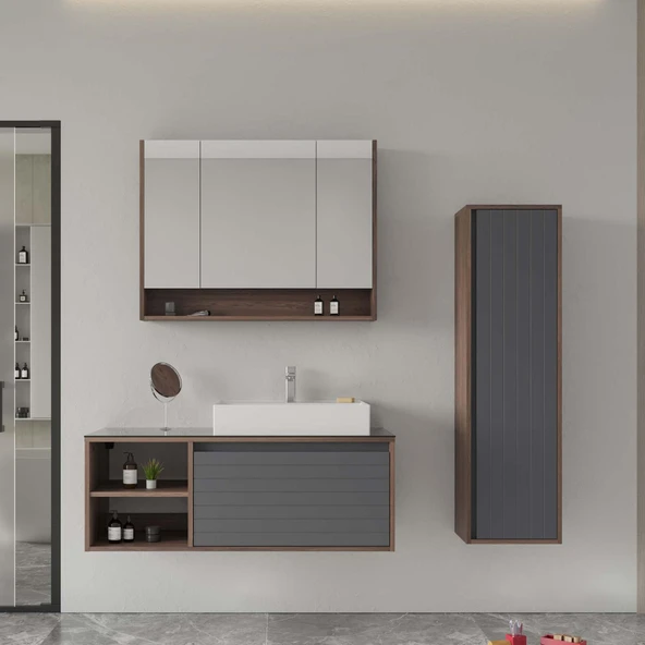 Orka Prato 120 cm Navaro Banyo Dolabı Takımı ve Boy Dolabı ürün görseli 1