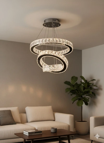 GN GEN AYDINLATMA Plaket Kristal Taş Işlemeli Krom Paslanmaz Ledli 20-30-40 cm 3 Renk ürün görseli 1