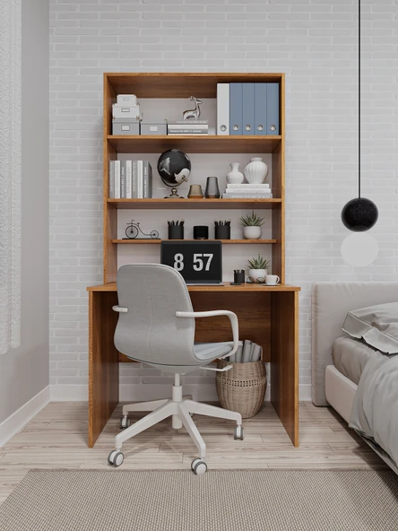 Asra Trend %100 MDFLAM Raflı Çalışma Masası Bilgisayar Ofis Ders Masası ÇM-03  PETRA ürün görseli 1
