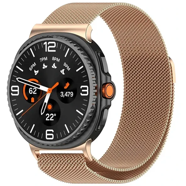 Samsung Galaxy Watch 8 Classic 47mm Uyumlu Manyetik Milanese Loop Metal Kordon  Rose Gold ürün görseli 1