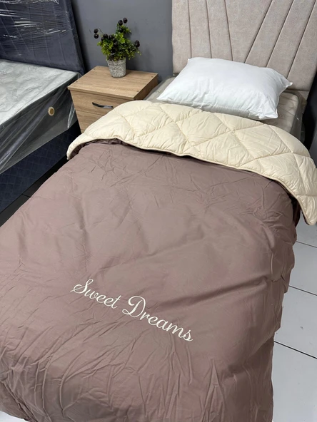 Clasy Saten %100 Pamuk Ranforce Tek kişilik Yorgan Sweet Dreams V3 Sarı-Gri ürün görseli 1