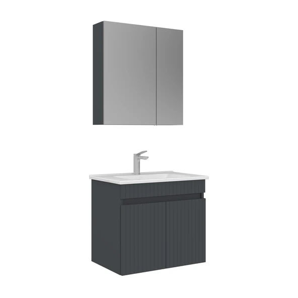 Orka Tivoli 65 cm Mat Antrasit Banyo Dolabı Takımı ürün görseli 1