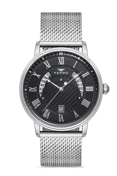 Ferro F11050C-1117-A2 Quartz Hasır Gri Siyah 44 mm Erkek Kol Saati ürün görseli 1