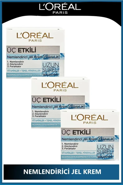 L'Oreal Paris 3 Etkili Nemlendirici Jel Krem 50 ml x 3 Adet ürün görseli 1