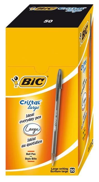 BİC CRİSTAL LARGE TÜKENMEZ KALEM SİYAH 50 Lİ ürün görseli 1