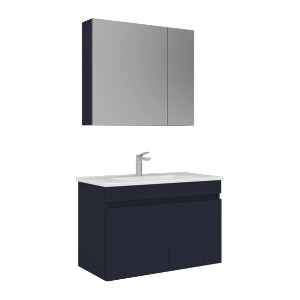 Orka Tivoli 85 cm Mat Lacivert Banyo Dolabı Takımı ürün görseli 1