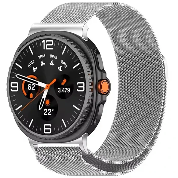 Samsung Galaxy Watch 8 Classic 47mm Uyumlu Manyetik Milanese Loop Metal Kordon  Gümüş ürün görseli 1