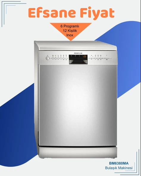 Profilo BM6380MA 6 Programlı Bulaşık Makinesi ürün görseli 1
