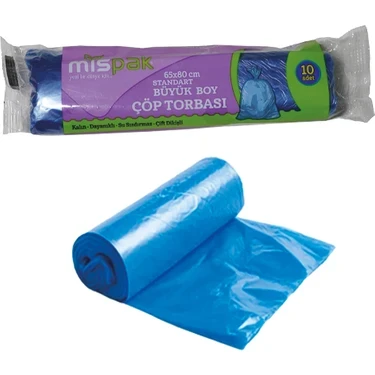 Mispak Rulo Çöp Torbası 65x80 Mavi (Koli İçi: 50 Rulo) ürün görseli 1