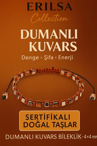 Sertifikalı Doğal Terahertz - Dumanlı Kuvars Taşı Bileklik 4x4 mm - Denge ve Arınma Taşı ürün görseli 1