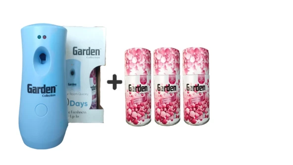 Garden Oda Kokusu Freshmatik, Otomatik Sprey Makine + Bubble Gum Yedek Sprey 260 ml Air Freshener Bubble Gum Bahar Kokuları Parfüm Spreyi 260 ml x 3 Adet ürün görseli 1